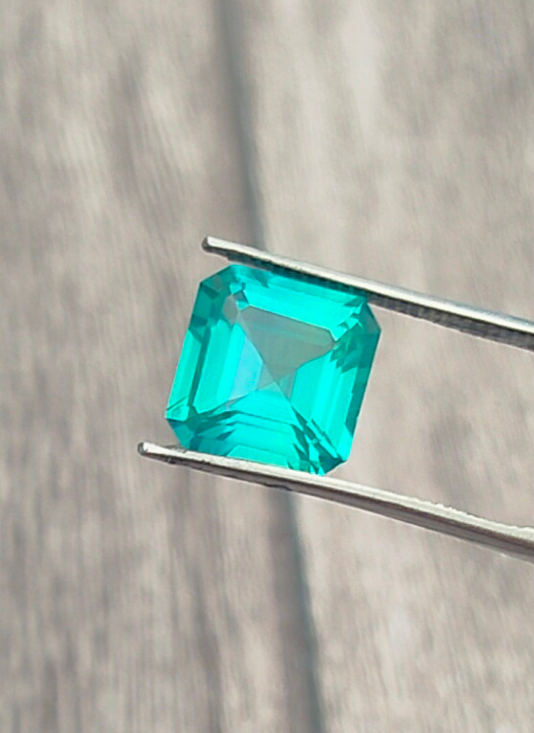 "Stunning Lab Grown Paraiba - 5.40ct, 10mm Square Emerald Cut  Vivid Green-Blue Color"