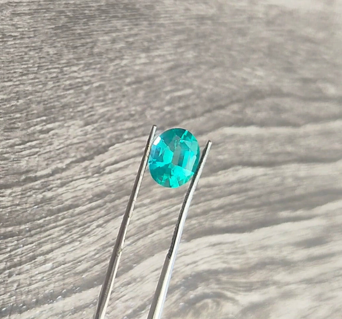 "Stunning Lab Grown Paraiba - 3.40 cts, 8x10mm Oval Cut  Vivid Neon Blue Color"