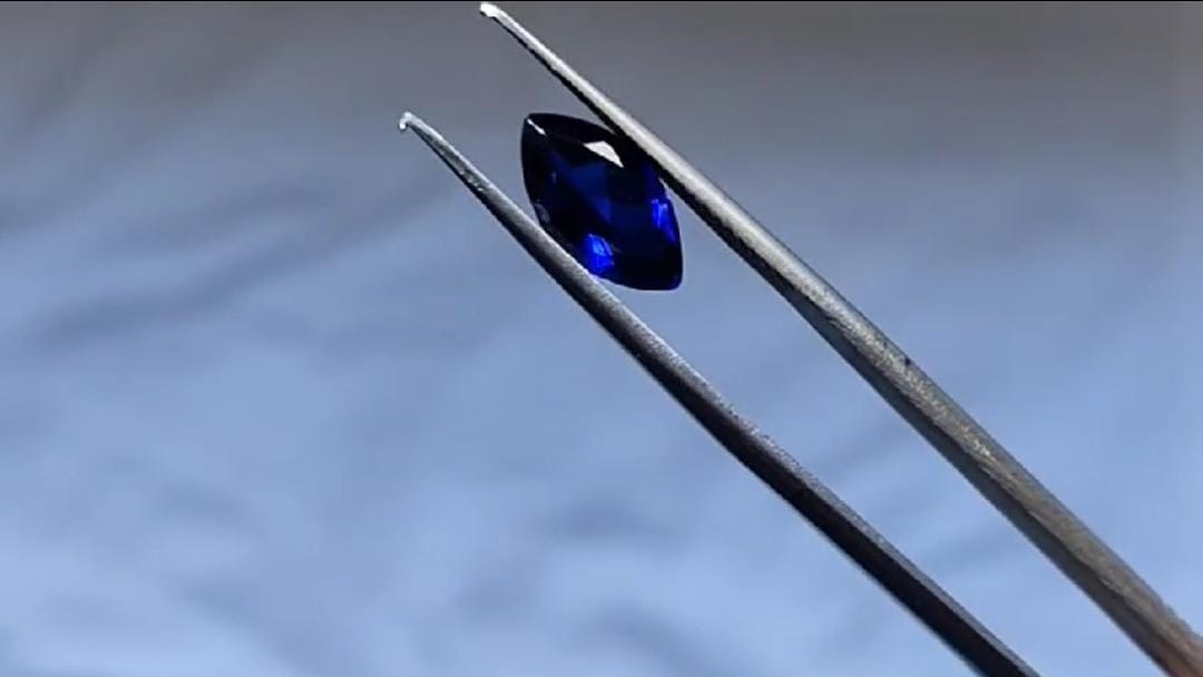 "Exquisite Lab Grown Kashmiri Blue Sapphire - High-Quality, Vibrant, and Expertly Cut Marquise"