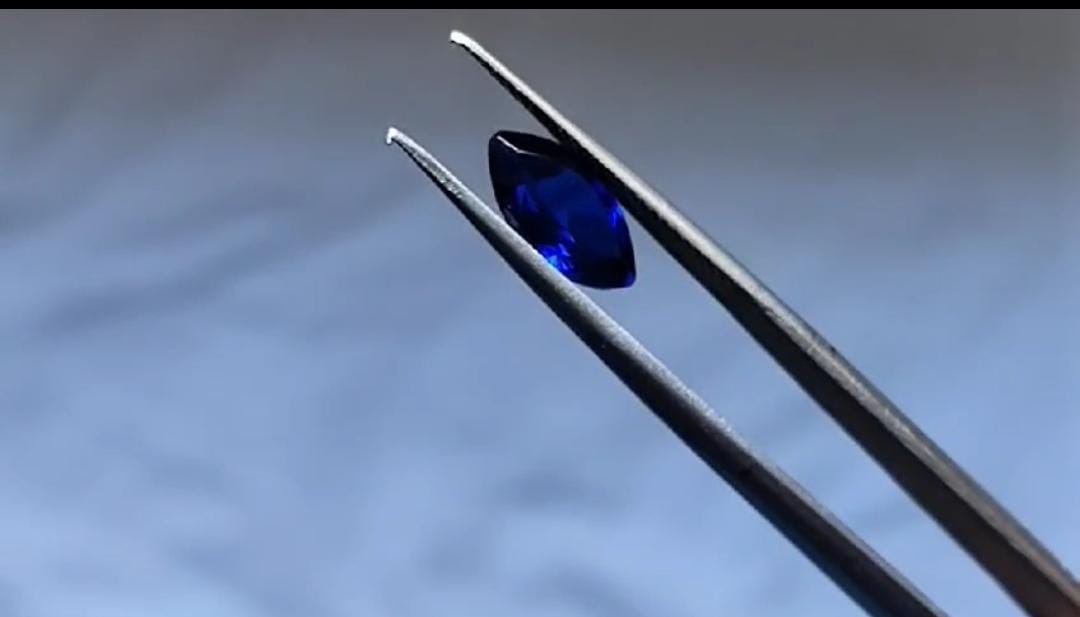 "Exquisite Lab Grown Kashmiri Blue Sapphire - High-Quality, Vibrant, and Expertly Cut Marquise"