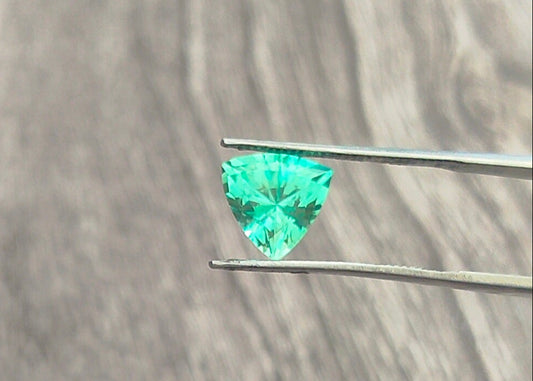 "Stunning Lab Grown Paraiba - 3.30 cts, 9mm Trillion Cut  Vivid Neon Green Color"