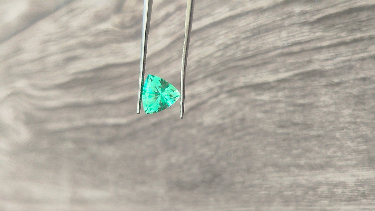 "Stunning Lab Grown Paraiba - 3.30 cts, 9mm Trillion Cut  Vivid Neon Green Color"